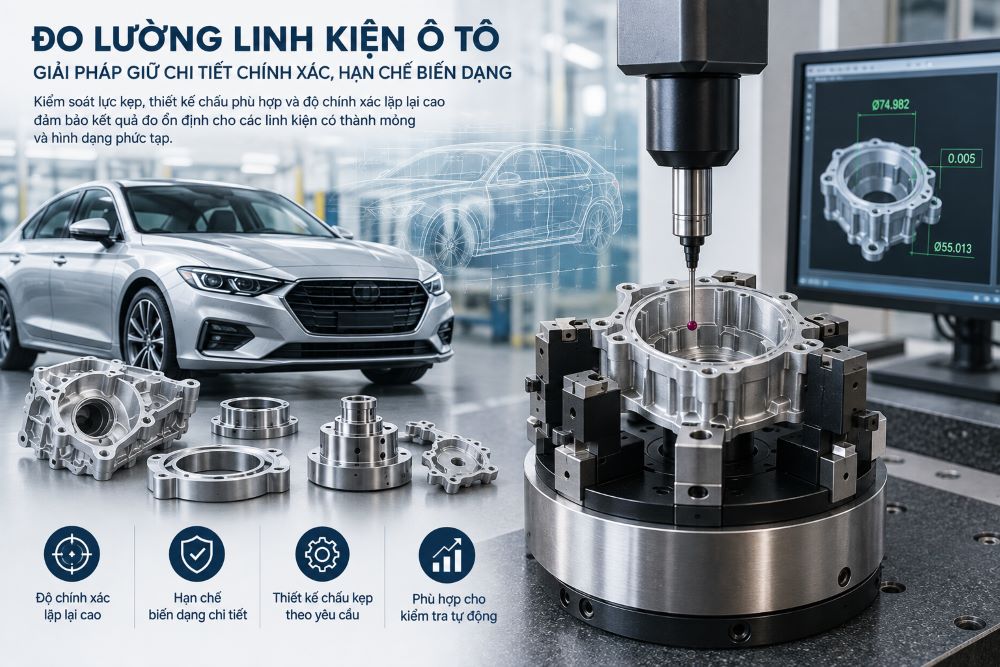 Mâm kẹp khí nén đo lường linh kiện ô tô